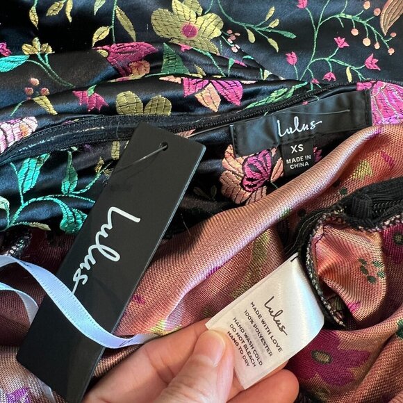 Lulus Make a Move Back Jacquard Strapless Dress XS Black Floral - Picture 6 of 9